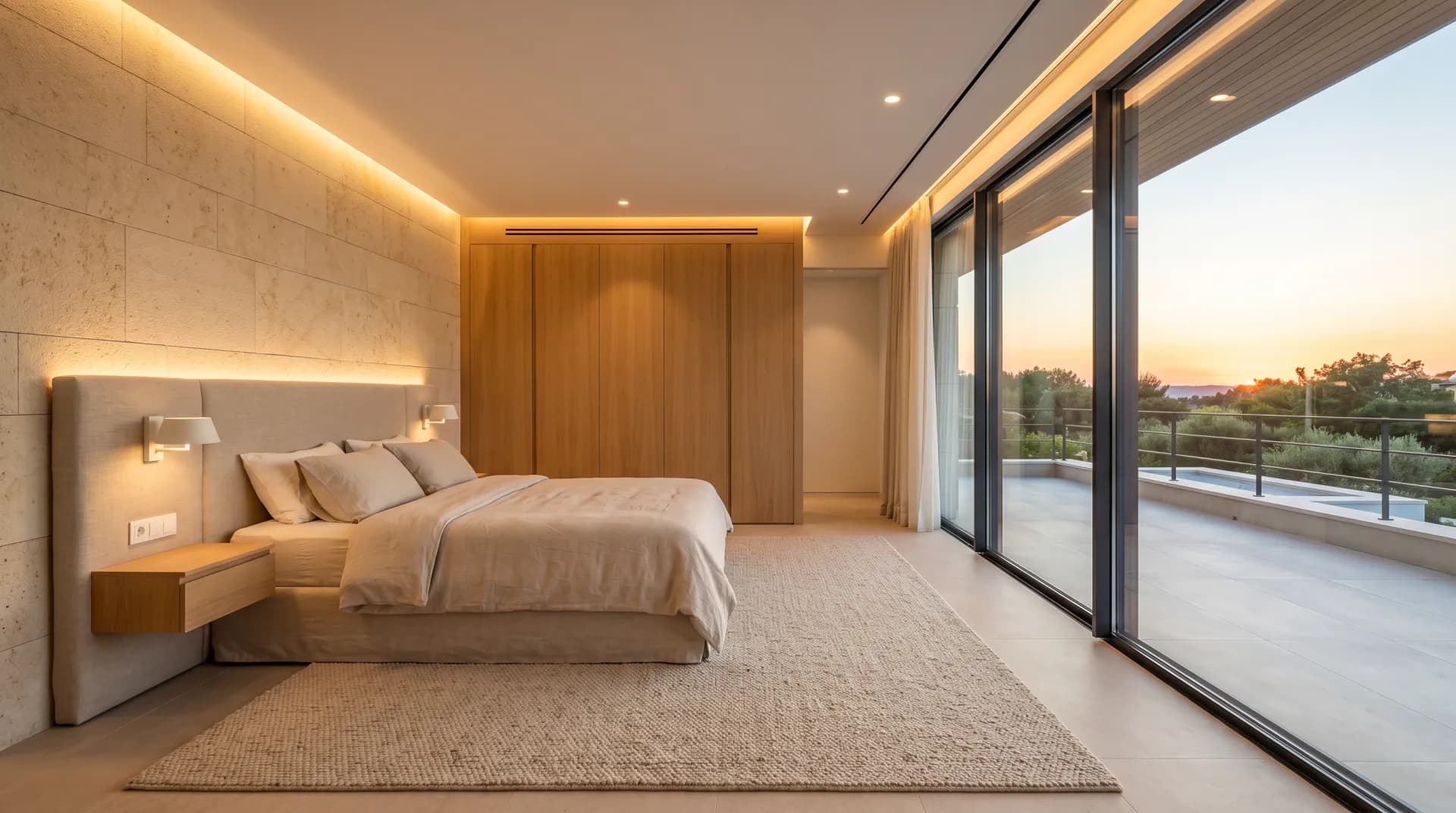 Modelo 03 — dormitorio principal con terraza