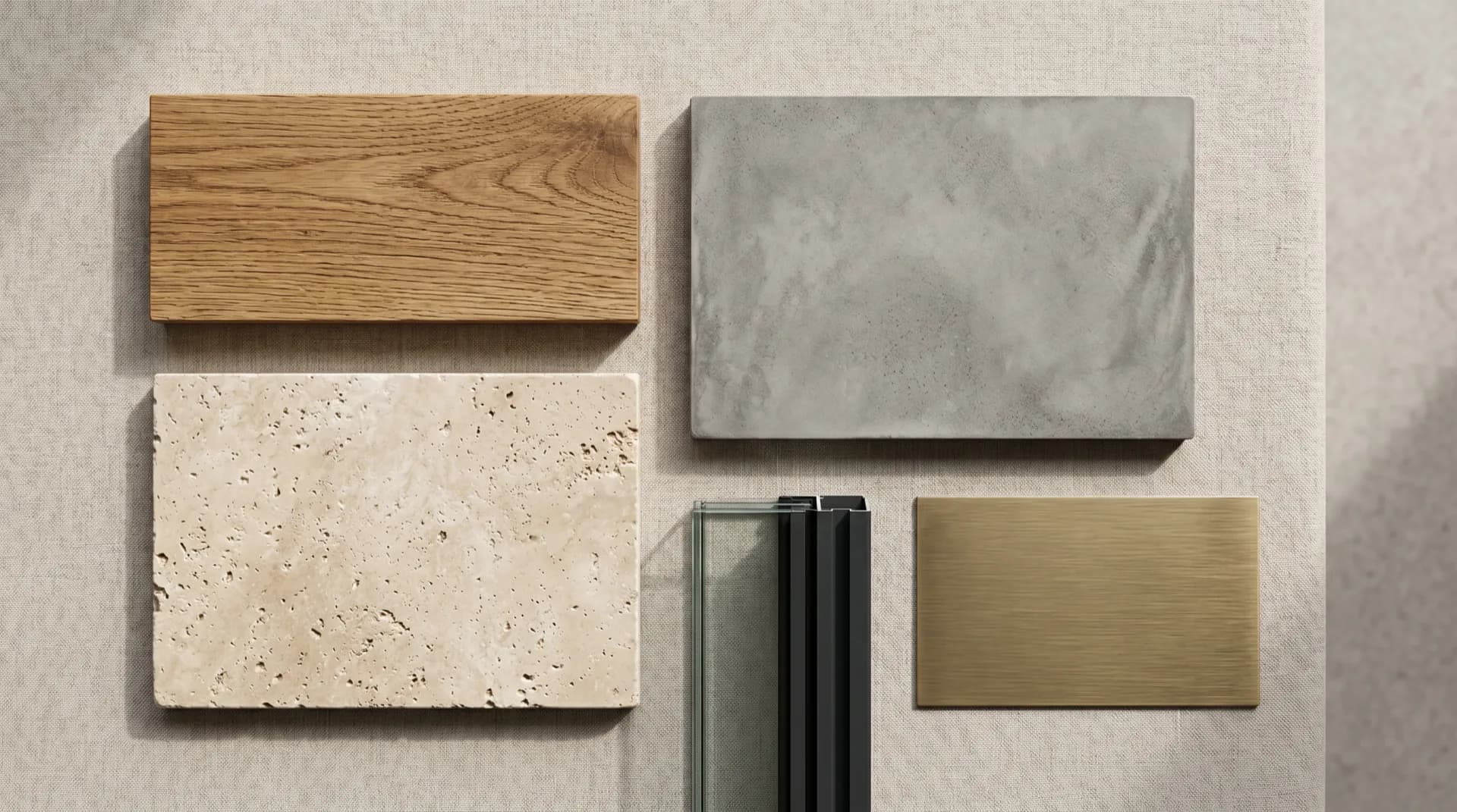 Salón con acabados premium en madera y microcemento